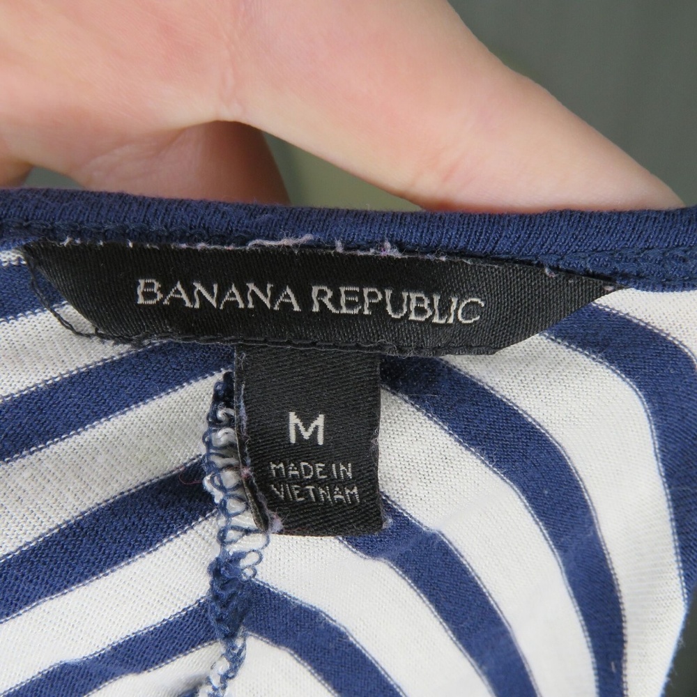 Banana Republic Blue White Stripe Long Sleeve Top - Picture 6 of 7